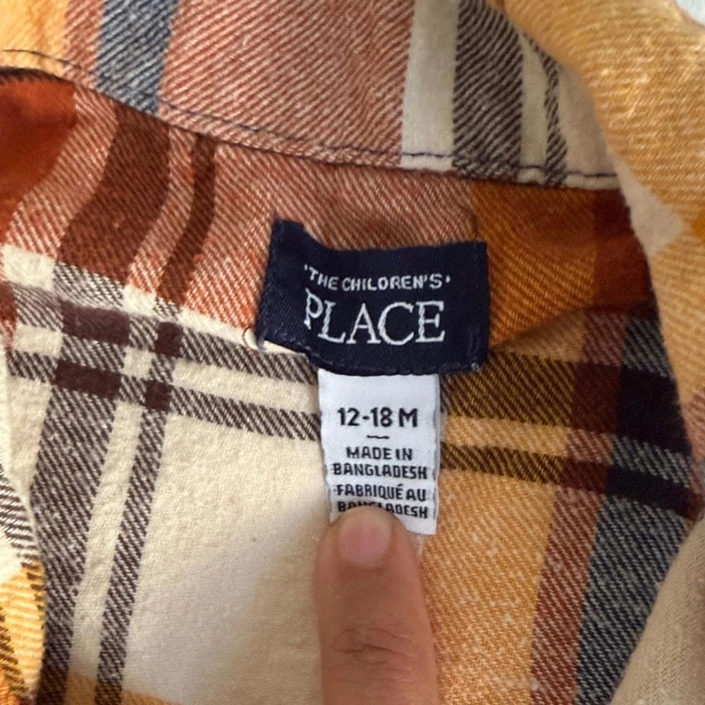 Kbaby boy Orange and Blue flannel and Hoodie Set 12-18months